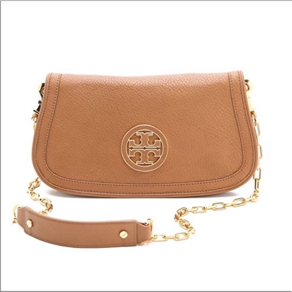 Tory Burch 'Amanda' Logo Flap Clutch in Royal Tan - Picture 1 of 7